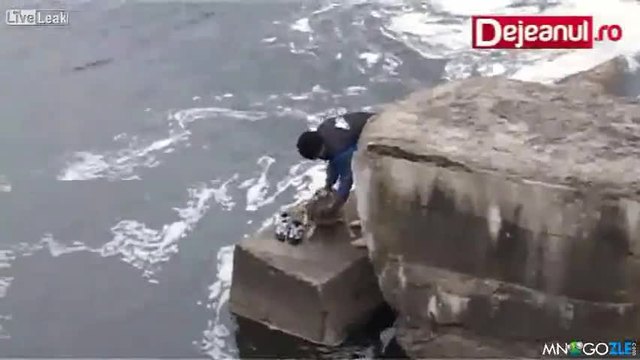 Човек спасява куче!