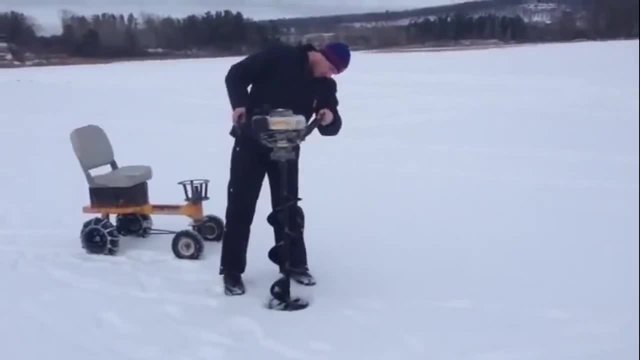 Clever Ice Auger Engine turned into lake racer