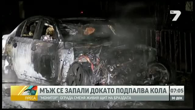 Нелепо! Мъж се самозапали, докато палеше чужда кола 30.12.2014