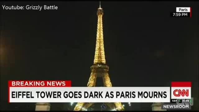 Париж в Траур - Айфеловата Кула загаси светлините си в памет на жертвите от тероризма
