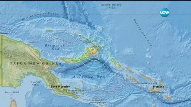 7,7 по Рихтер в Папуа-Нова Гвинея, има опасност от цунами