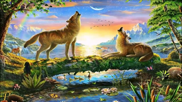 🐺 Песента на вълците! ...  (painting) ...(Leo Rojas Pan Flute) 🐺