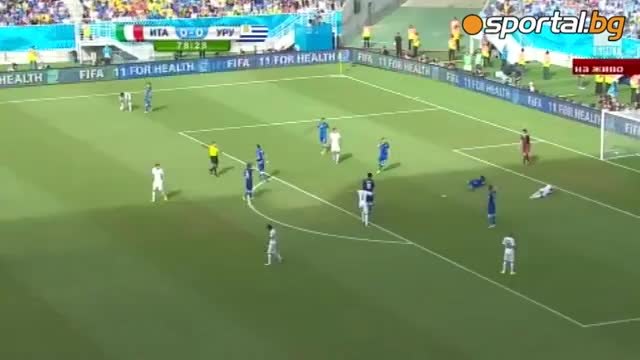 Италия - Уругуай 0:1 Световно първенство по футбол : Луис Суарес захапа Киелини за рамото