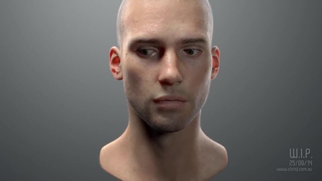 Компютърно генериран 3 D модел на човешко лице