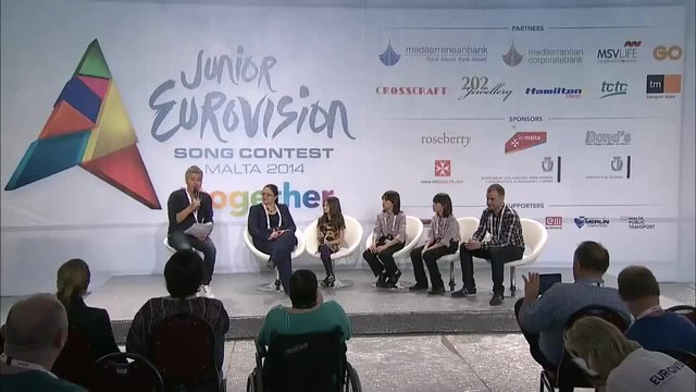 Пресконференция на Крисия, Хасан, Ибрахим и Евгени Димитров На Детската Евровизия 2014 в Малта