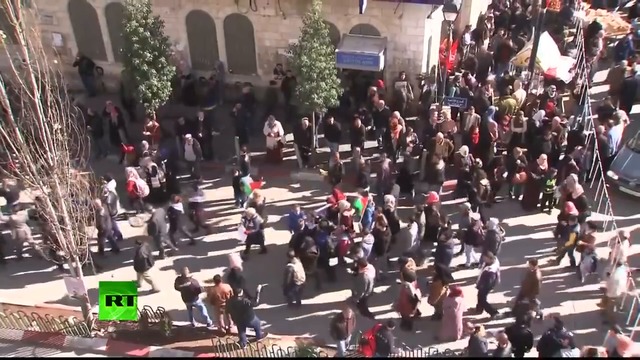 Палестински протест в Рамала срещу решението на Доналд Тръмп да премести столицата на Израел в Йерусалим